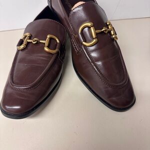 Jeffrey Campbell Brown Leather Loafers with Gold Horsebit